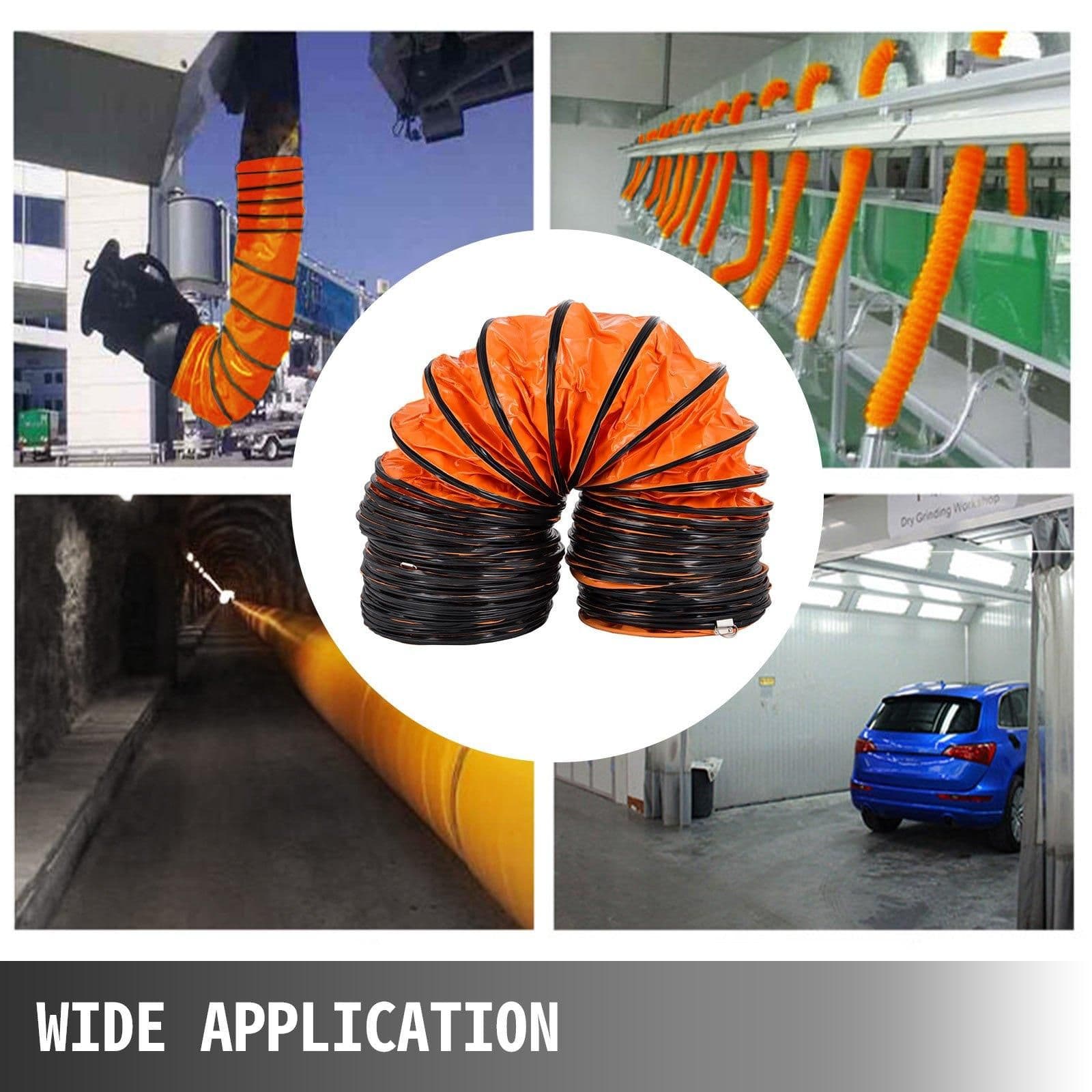 image-VEVOR Tuyau en PVC 25 pi, Gaine de ventilation Flexible 12 po, Tuyau flexible PVC Conduit en PVC antidéflagrant Résistant à l'usure Cordes ajustables pour ventilateur d'extraction dans les usines