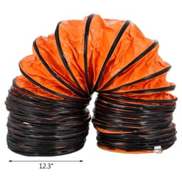 image-VEVOR Tuyau en PVC 25 pi, Gaine de ventilation Flexible 12 po, Tuyau flexible PVC Conduit en PVC antidéflagrant Résistant à l'usure Cordes ajustables pour ventilateur d'extraction dans les usines