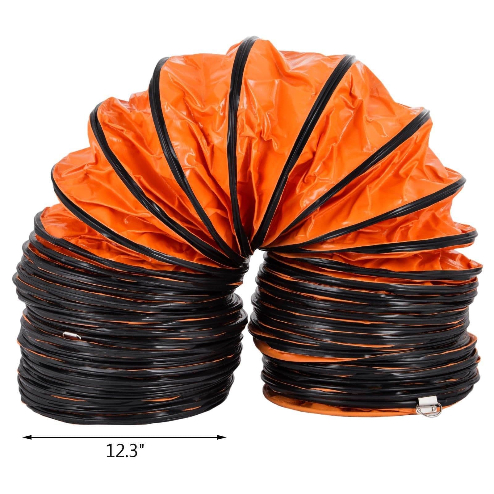 image-VEVOR Tuyau en PVC 25 pi, Gaine de ventilation Flexible 12 po, Tuyau flexible PVC Conduit en PVC antidéflagrant Résistant à l'usure Cordes ajustables pour ventilateur d'extraction dans les usines