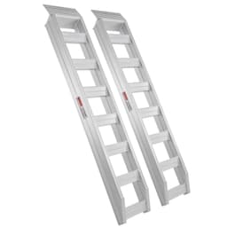 image-VEVOR Rampes de Chargement en Alu, Charge 4 t, Rampe d’Accès avec Extrémité de Fixation Supérieure à Crochet, Rail de Chargement pour Moto, Tracteur, VTT, Camion, Tondeuse à Gazon, 183x38 cm, 2PCs