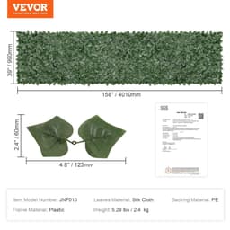 image-VEVOR Haie Artificielle 99x401 cm Brise Vue Clôture de Lierre Artificiel Intimité Support en Tissu Maillé et Joint Renforcé Déco Fausses Feuilles pour Jardin, Extérieur, Cour, Balcon, Terrasse, Patio