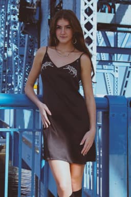 image-Vela Silk Slip Dress in Jaguar Stars