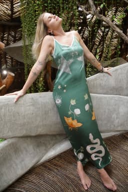 image-Andromeda Silk Dress in Jungle Altar