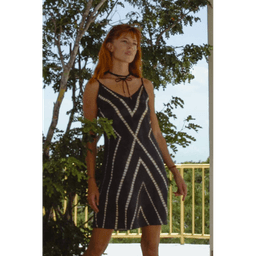image-Vela Silk Slip Dress in Striped Shibori