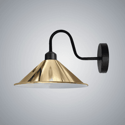 image-French Gold Wall Light Fixture,Black Wall Sconce E27 Base Socket Screw Type Wall Mounted Swan Neck Cone Shape Shade