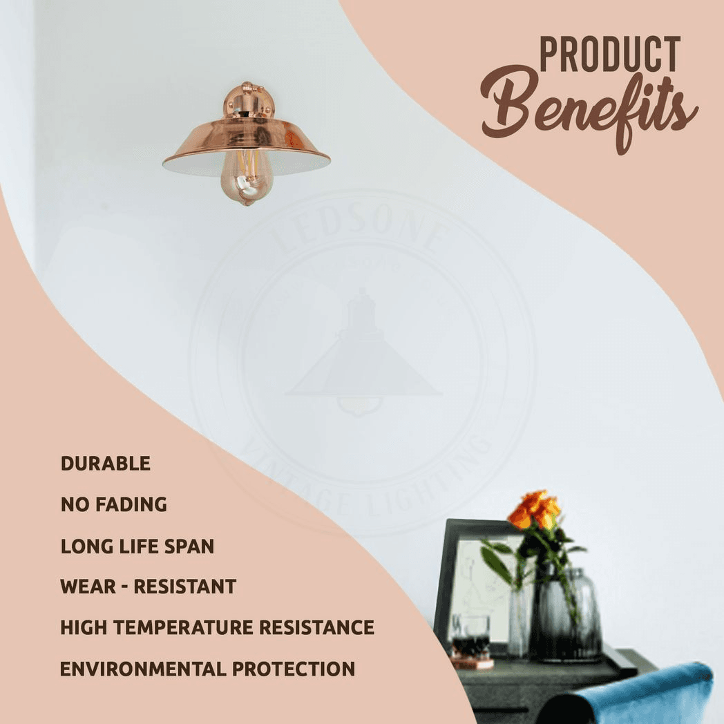 image-Vintage Industrial Rose Gold Retro Wall light Sturdy Metal Lamp Shade Lights Classic Style Electroplated Finish E27 lamp