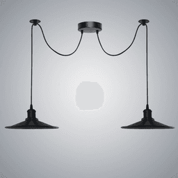 image-Black Vintage 2 Head Cone shaped shade Ceiling Pendant Light Fitting with Adjustable Cord Hanging Light Fixture