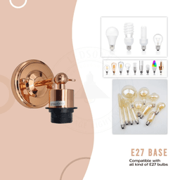 image-Vintage Industrial Rose Gold Retro Wall light Sturdy Metal Lamp Shade Lights Classic Style Electroplated Finish E27 lamp
