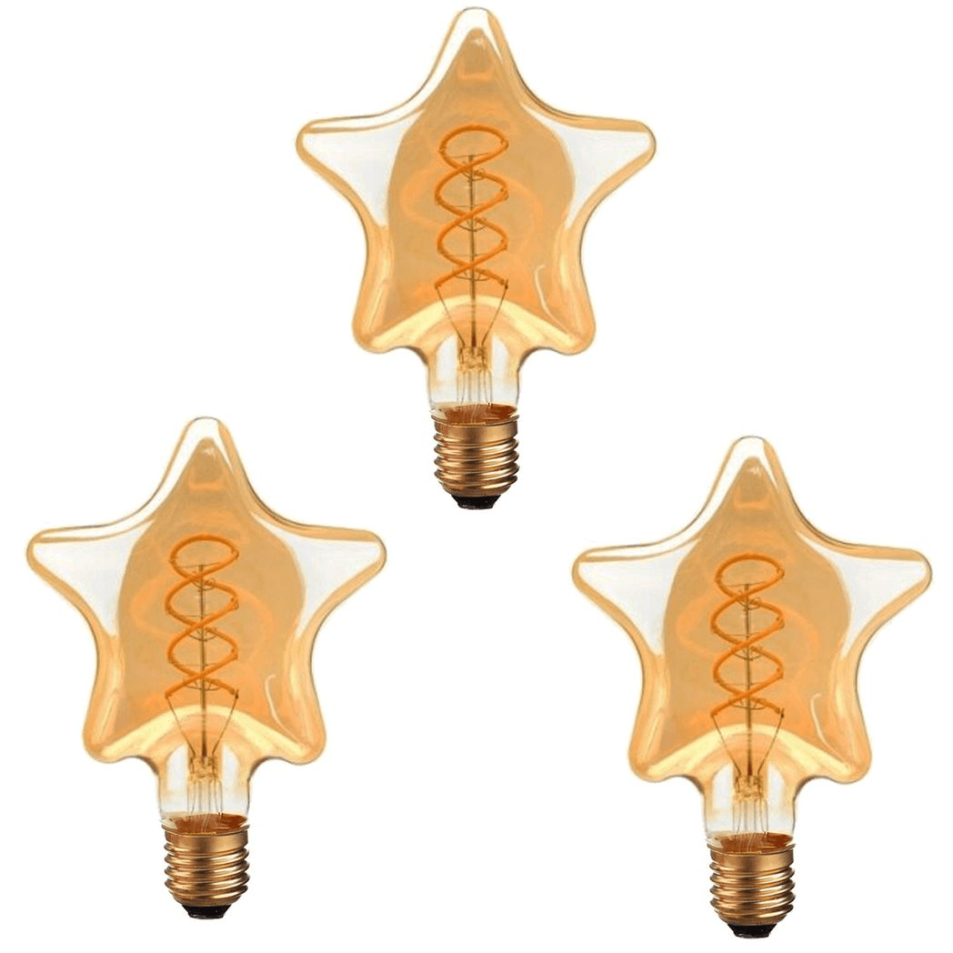 image-3 Pack Vintage Retro style e27 Edison Screw Amber Glass light Bulbs , Warm White Colour