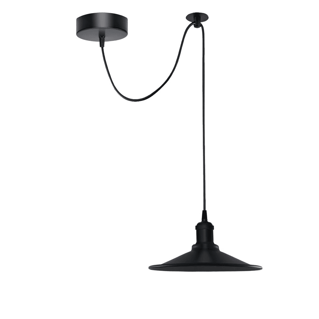 image-Black Vintage 1 Head Cone shaped shade Ceiling Pendant Light Fitting with Adjustable Cord Hanging Light Fixture