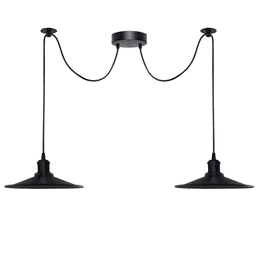 image-Black Vintage 2 Head Cone shaped shade Ceiling Pendant Light Fitting with Adjustable Cord Hanging Light Fixture