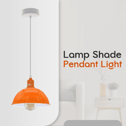 image-2Pack Dome Shaped Orange Loft Style Sturdy Metal Lamp Shade Pendant Lights 21cm Bottom Spray Painted Finish Inner White