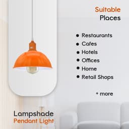 image-2Pack Dome Shaped Orange Loft Style Sturdy Metal Lamp Shade Pendant Lights 21cm Bottom Spray Painted Finish Inner White