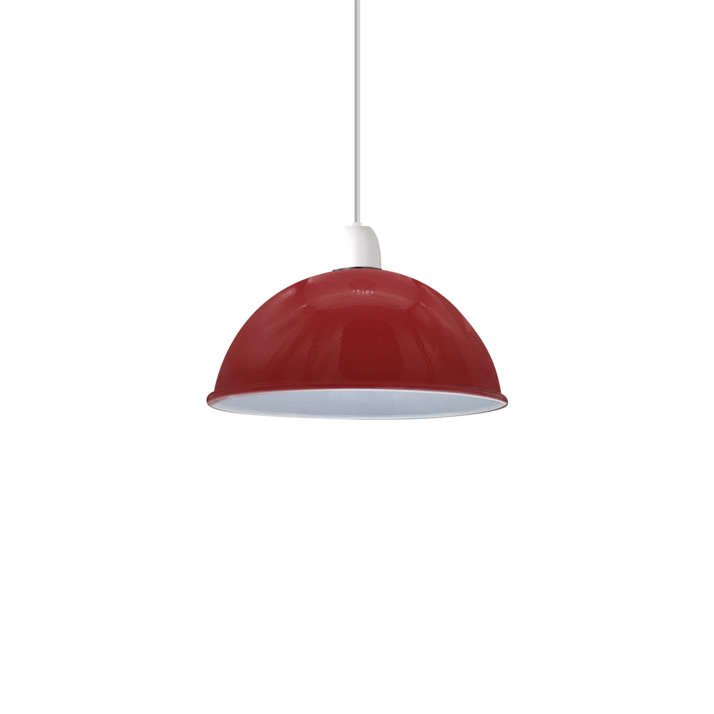 image-Vintage Burgandy Industrial Easy Fit Dome Shaped Lamp Shade Ceiling, Pendant, Wall Light Metal E27 Light Fitting 60W