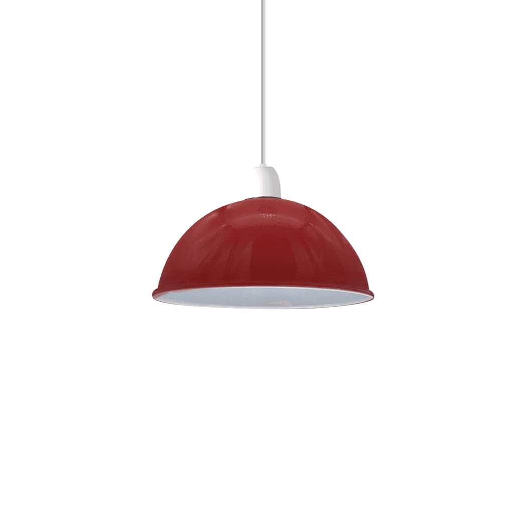 image-Vintage Burgandy Industrial Easy Fit Dome Shaped Lamp Shade Ceiling, Pendant, Wall Light Metal E27 Light Fitting 60W