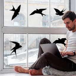 image-50% OFF - 25-Pack Black Bird Deterrent Window Decals - Anti-Collision Cling Stickers