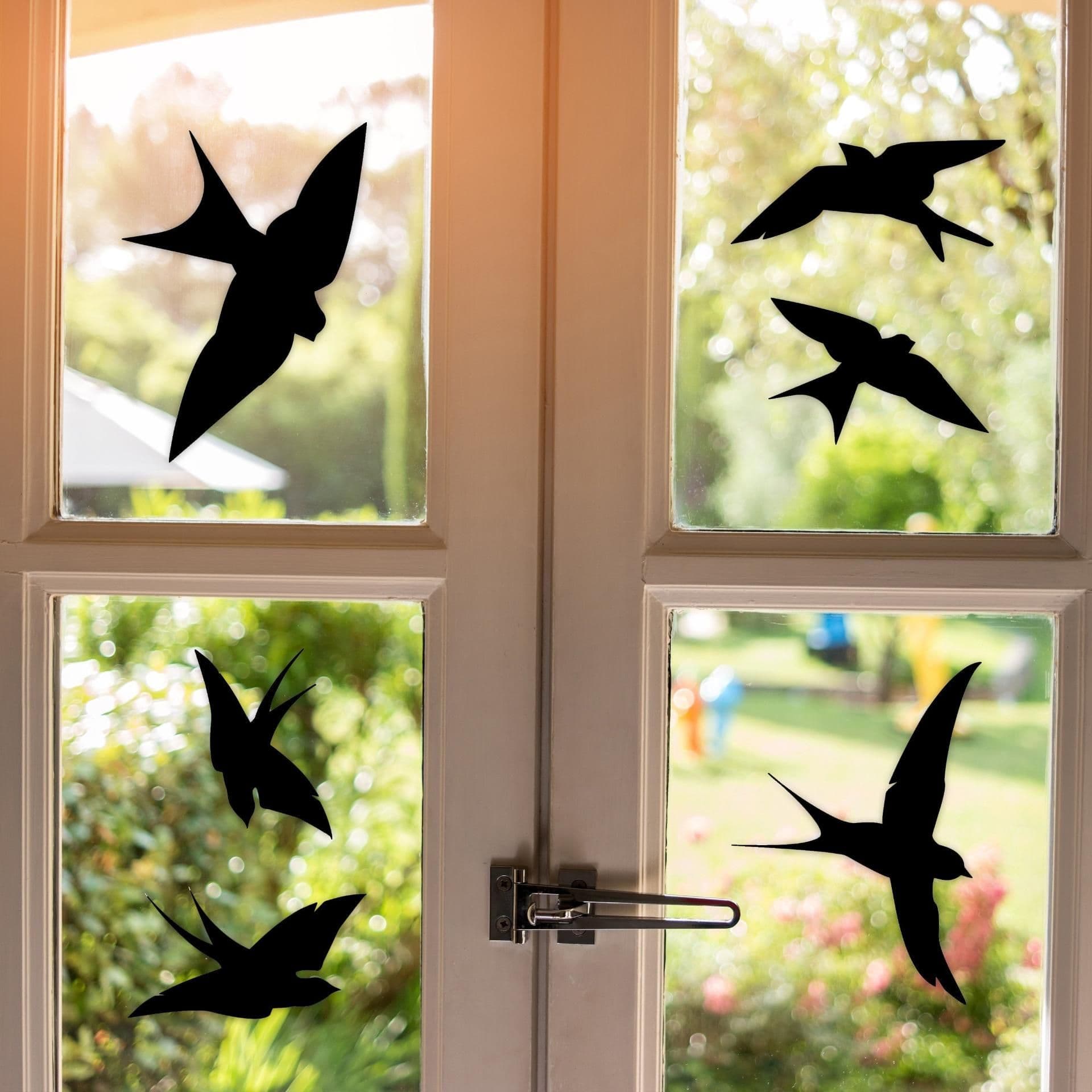 image-50% OFF - 25-Pack Black Bird Deterrent Window Decals - Anti-Collision Cling Stickers