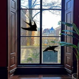 image-50% OFF - 25-Pack Black Bird Deterrent Window Decals - Anti-Collision Cling Stickers