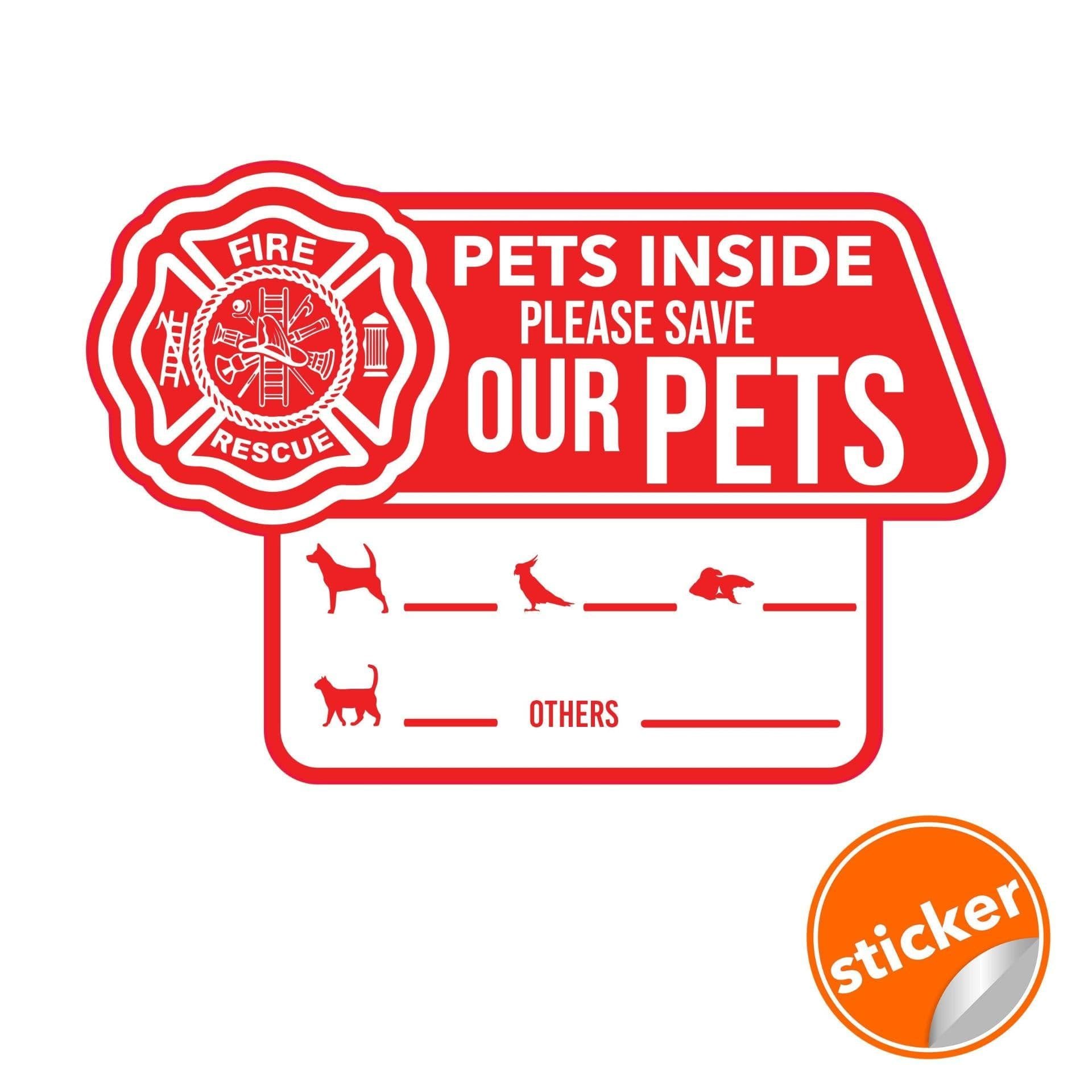 image-6x Pet Alert Emergency Cling Stickers - Home Door Window Dog Cat Inside Sticker Decal