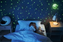 image-Glow In The Dark Stars Stickers - The Glowing Moon Decal For Nursery Kid Room Ceiling And Wall