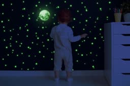 image-Glow In The Dark Stars Stickers - The Glowing Moon Decal For Nursery Kid Room Ceiling And Wall