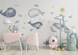 image-Sea Whales Wall Sticker For Kids Room Decor - Fish Theme Baby Boy Nursery Decal
