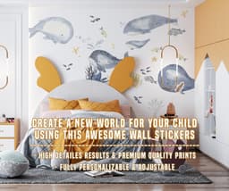 image-Sea Whales Wall Sticker For Kids Room Decor - Fish Theme Baby Boy Nursery Decal