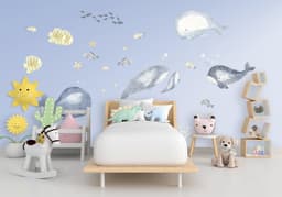 image-Sea Whales Wall Sticker For Kids Room Decor - Fish Theme Baby Boy Nursery Decal