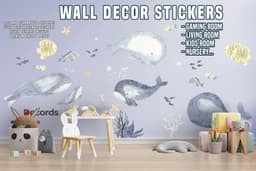image-Ocean Whales Wall Sticker For Kids Room Decor - Fish Theme Baby Boy Nursery Decal
