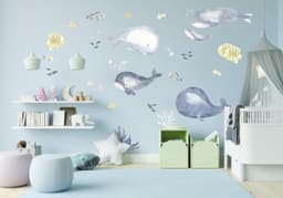 image-Ocean Whales Wall Sticker For Kids Room Decor - Fish Theme Baby Boy Nursery Decal