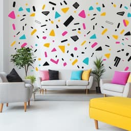 image-Memphis Pattern Wall Decal | Colorful Geometric Shape Stickers | Removable Modern Art Wall Decor for Living Room, Office, or Kids Room