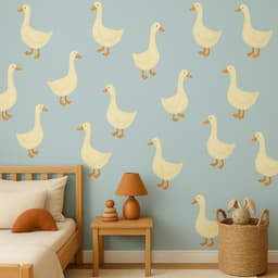 image-Goose Wall Decals | Removable Nursery Stickers | Storybook Baby Room Decor | Boho Goose Wall Art | Reusable Farm Animal Decals for Kids