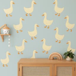 image-Goose Wall Decals | Removable Nursery Stickers | Storybook Baby Room Decor | Boho Goose Wall Art | Reusable Farm Animal Decals for Kids