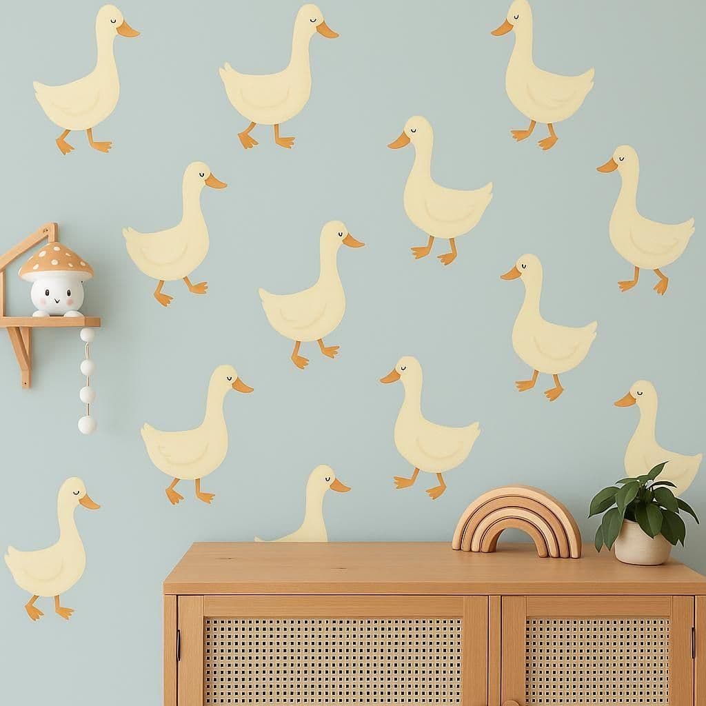 image-Goose Wall Decals | Removable Nursery Stickers | Storybook Baby Room Decor | Boho Goose Wall Art | Reusable Farm Animal Decals for Kids