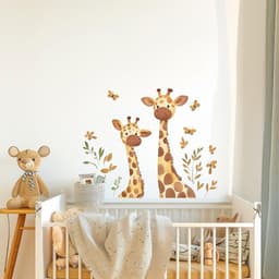 image-Playful Giraffe Wall Decal | Watercolor Minimalist Decor | Friendly Animal Sticker | Kids Room Vinyl Art | Eco-Friendly Peel and Stick