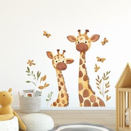 image-Playful Giraffe Wall Decal | Watercolor Minimalist Decor | Friendly Animal Sticker | Kids Room Vinyl Art | Eco-Friendly Peel and Stick