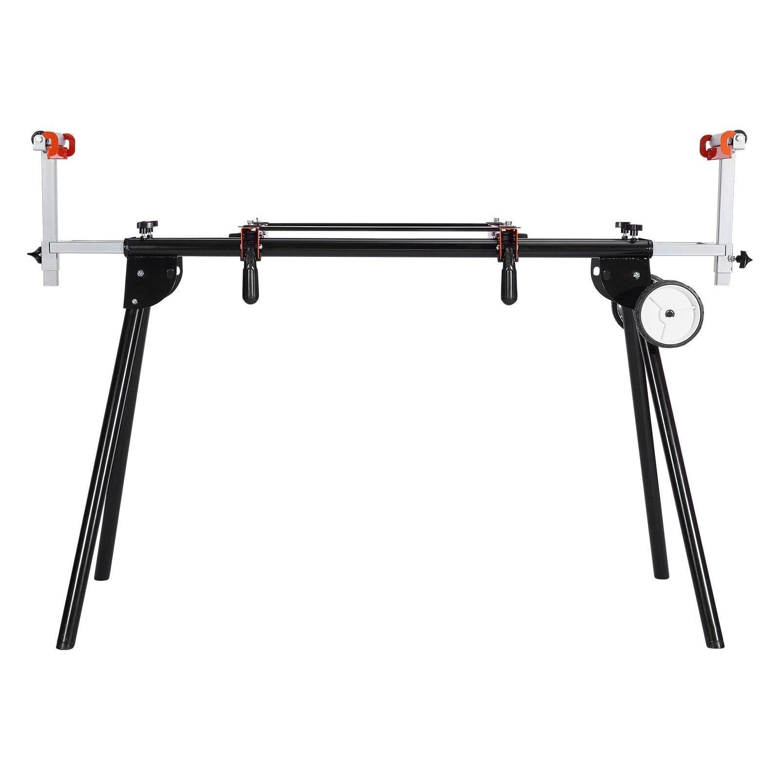 image-VEVOR Support pour Scie à Onglet Universel Capacité de Charge 249,5 kg, Piètement pour Scie Pliable en Acier, Hauteur et Longueur Réglables, avec Pince de Supports de Montage Monobloc, Portable