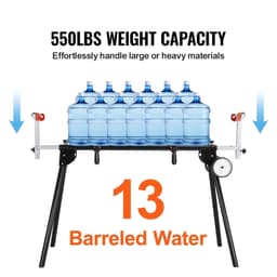 image-VEVOR Support pour Scie à Onglet Universel Capacité de Charge 249,5 kg, Piètement pour Scie Pliable en Acier, Hauteur et Longueur Réglables, avec Pince de Supports de Montage Monobloc, Portable