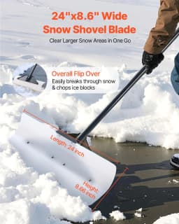 image-VEVOR Pelle à Neige, 61 cm, Poussoir à Neige avec Poignée Ergonomique, Lame en Plastique PEHD, Pelle de Déneigement à Manche Segmenté, Pousse-neige Portable pour Nettoyage Allées Escaliers Trottoirs