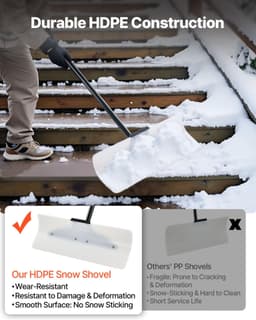 image-VEVOR Pelle à Neige, 61 cm, Poussoir à Neige avec Poignée Ergonomique, Lame en Plastique PEHD, Pelle de Déneigement à Manche Segmenté, Pousse-neige Portable pour Nettoyage Allées Escaliers Trottoirs