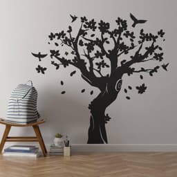image-Contemporary Tree Wall Art Sticker - Decorative Vinyl Decal for Interior Design