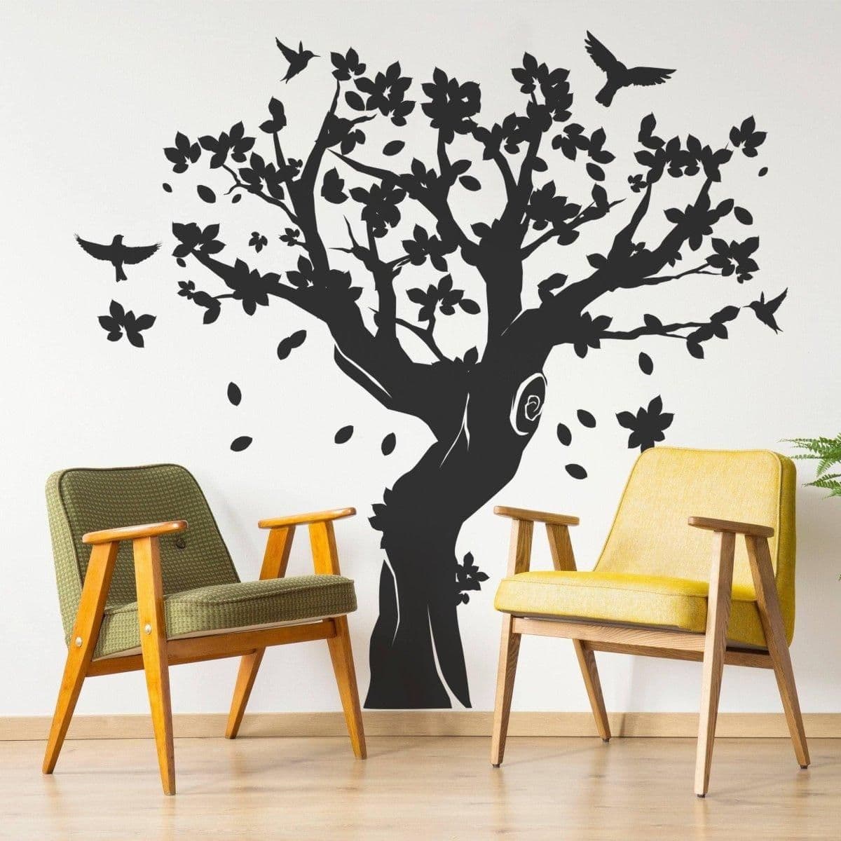 image-Contemporary Tree Wall Art Sticker - Decorative Vinyl Decal for Interior Design