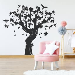 image-Contemporary Tree Wall Art Sticker - Decorative Vinyl Decal for Interior Design