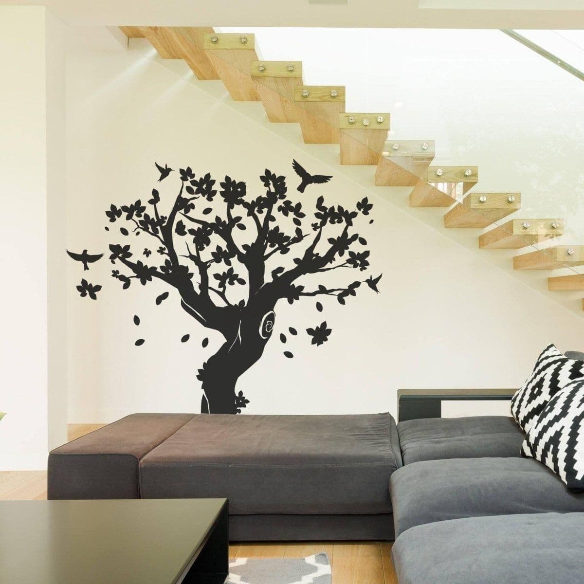 image-Contemporary Tree Wall Art Sticker - Decorative Vinyl Decal for Interior Design