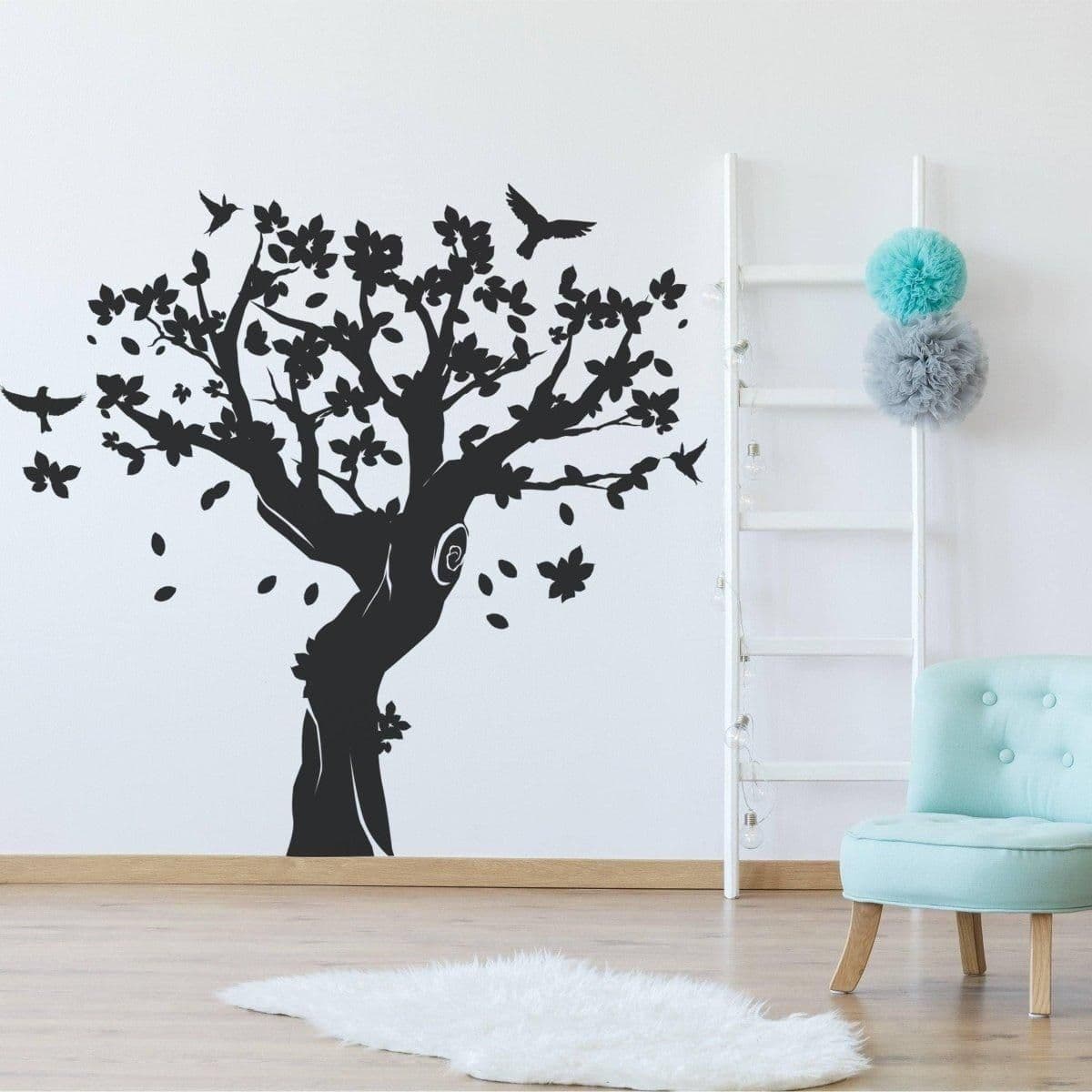 image-Contemporary Tree Wall Art Sticker - Decorative Vinyl Decal for Interior Design