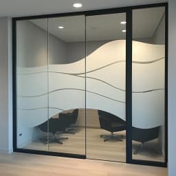 image-Frosted Glass Privacy Sticker | Wave Design Window Film for Office Home | Etched Vinyl Glass Decal | Peel & Stick Frosted Partition