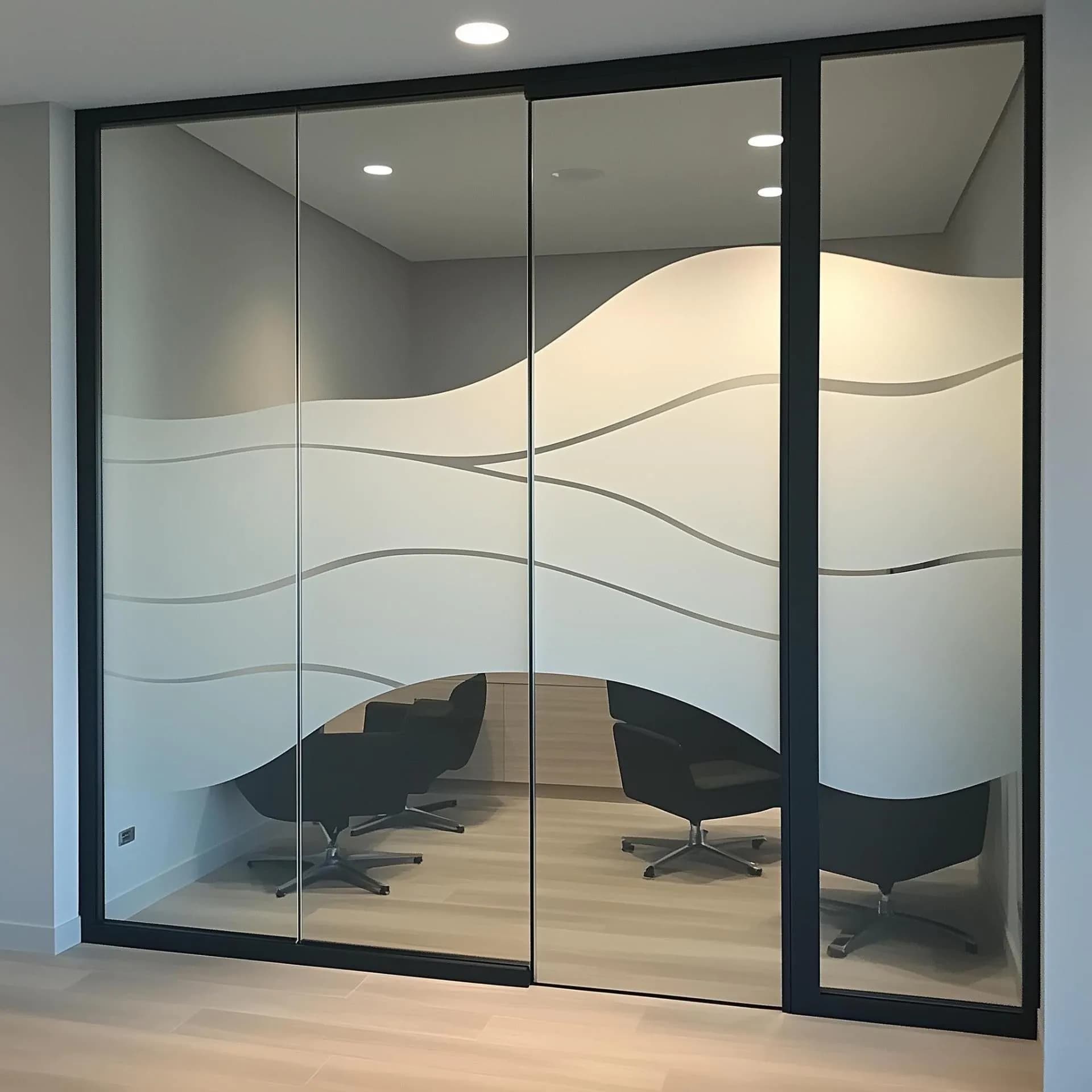 image-Frosted Glass Privacy Sticker | Wave Design Window Film for Office Home | Etched Vinyl Glass Decal | Peel & Stick Frosted Partition