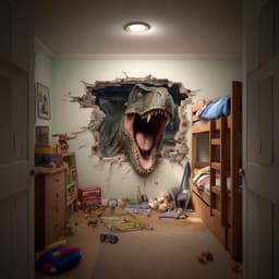 image-T-Rex Dinosaur Wall Decal | 3D Breakthrough Wall Sticker for Kids Room | Hyper Realistic TRex Mural | Dinosaur Bedroom Decor Boys Room Gift