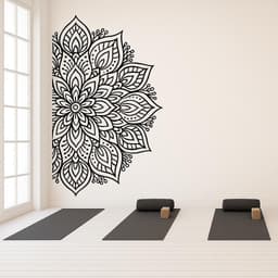 image-Half Mandala Wall Decal | Yoga Studio Wall Sticker | Meditation Room Vinyl Art | Boho Removable Wall Decor | Zen Home Decor | Mandala Mural