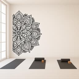 image-Half Mandala Wall Decal | Yoga Studio Wall Sticker | Meditation Room Vinyl Art | Boho Removable Wall Decor | Zen Home Decor | Mandala Mural